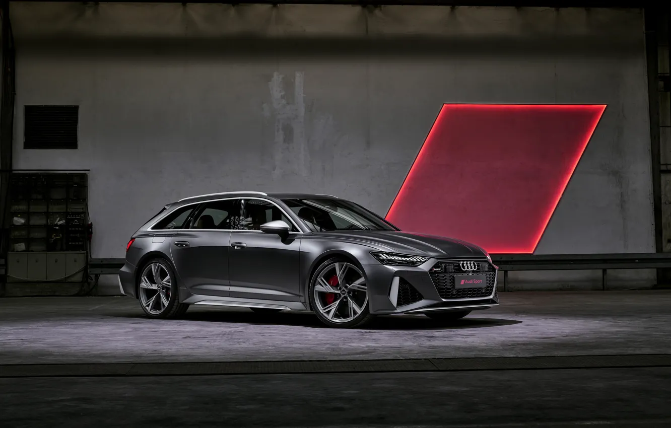 Фото обои свет, Audi, универсал, RS 6, 2020, 2019, тёмно-серый, V8 Twin-Turbo