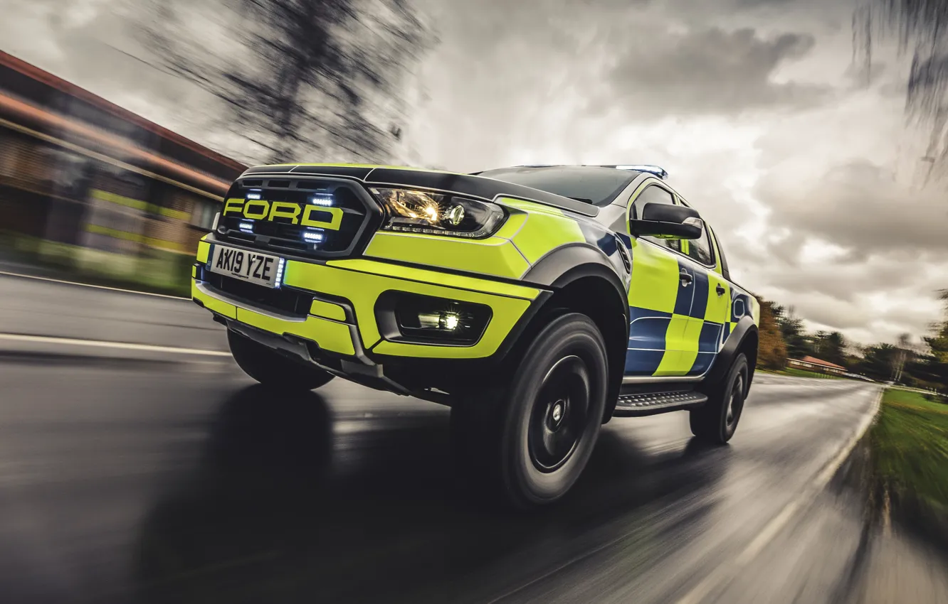 Фото обои Ford, Форд, Автомобиль, Спереди, Ford Ranger Raptor, Performance pick-up, South Wales Police, Полиция Южного Уэльса