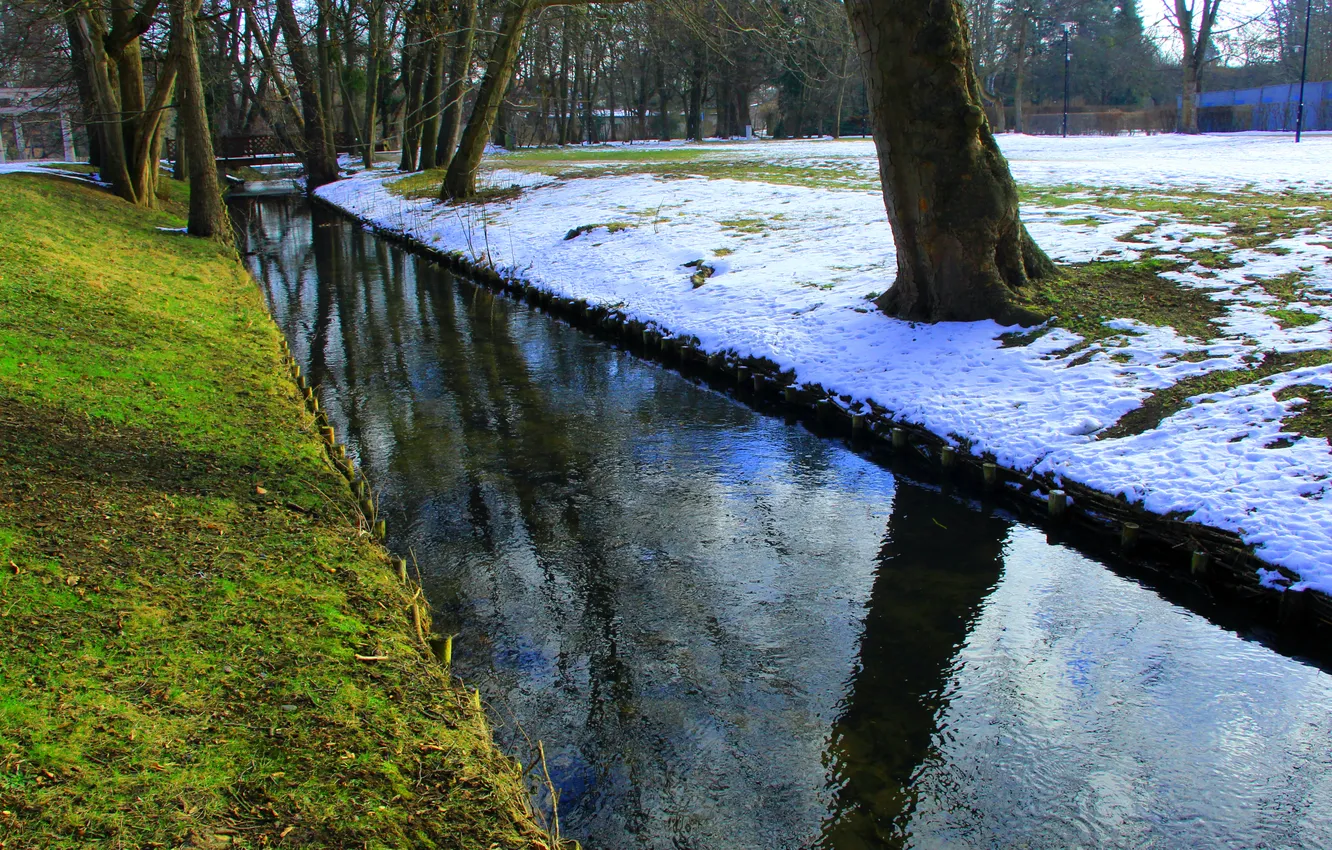 Фото обои trees, Park, water stream