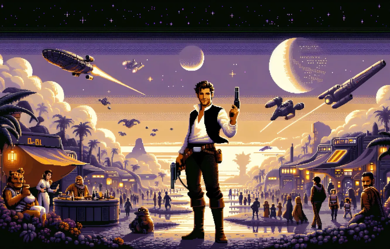 Фото обои art, pixel, han solo