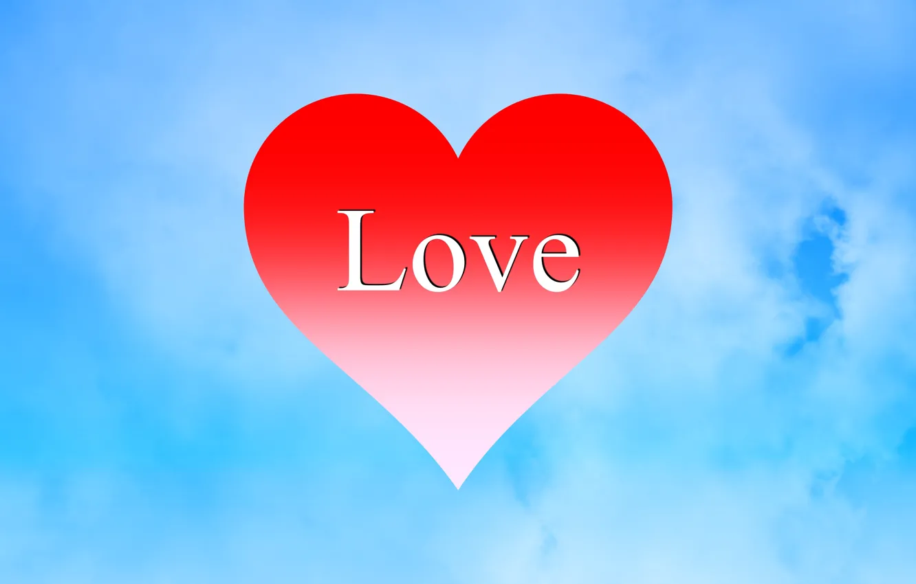 Фото обои любовь, обои, сердце, love, I love you, в облаках, красное сердце, фон дисплея