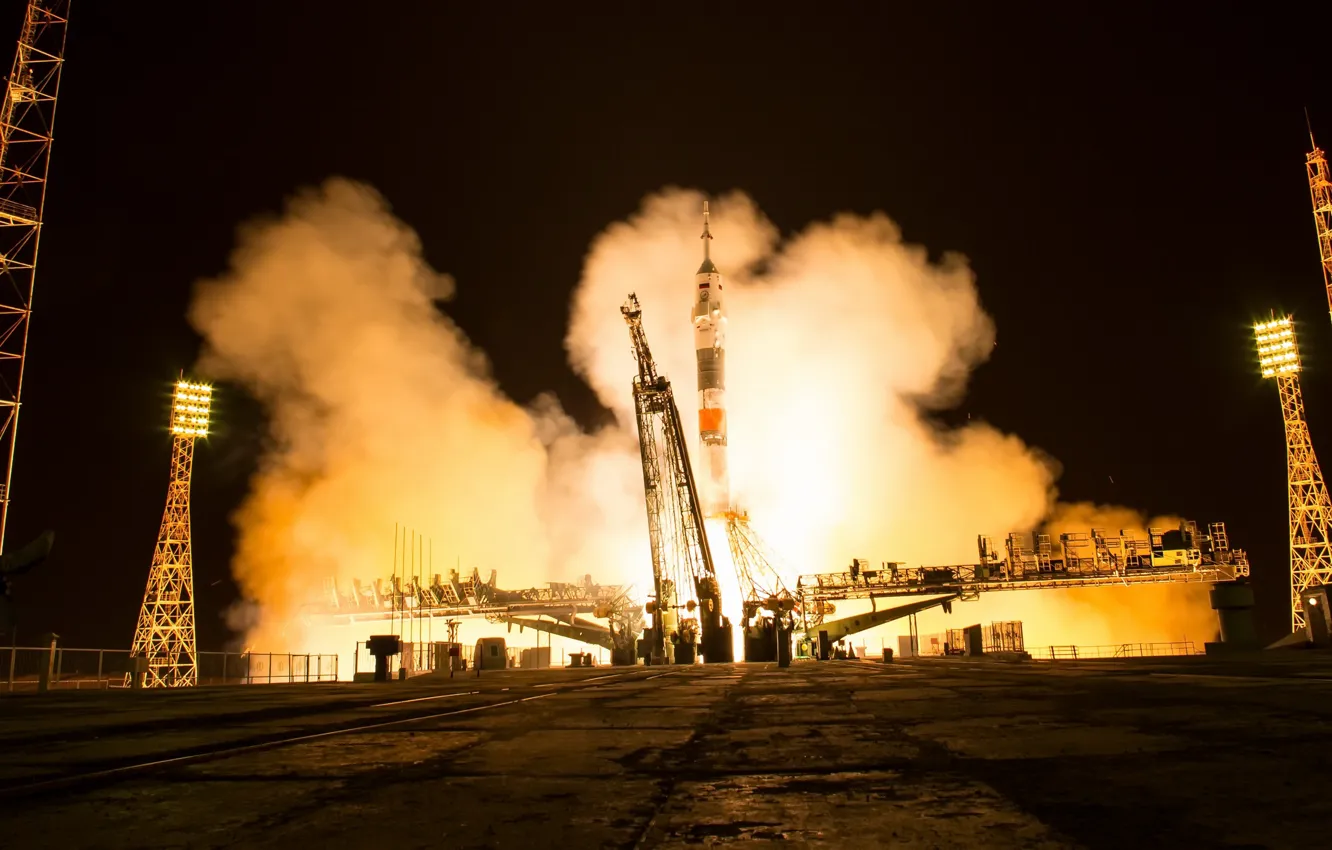 Фото обои NASA, старт, Soyuz MS-08
