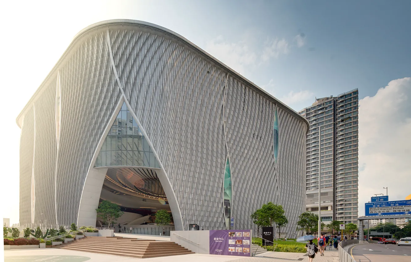 Фото обои люди, сооружение, ступени, архитектура, Xiqu Theatre - Hong Kong