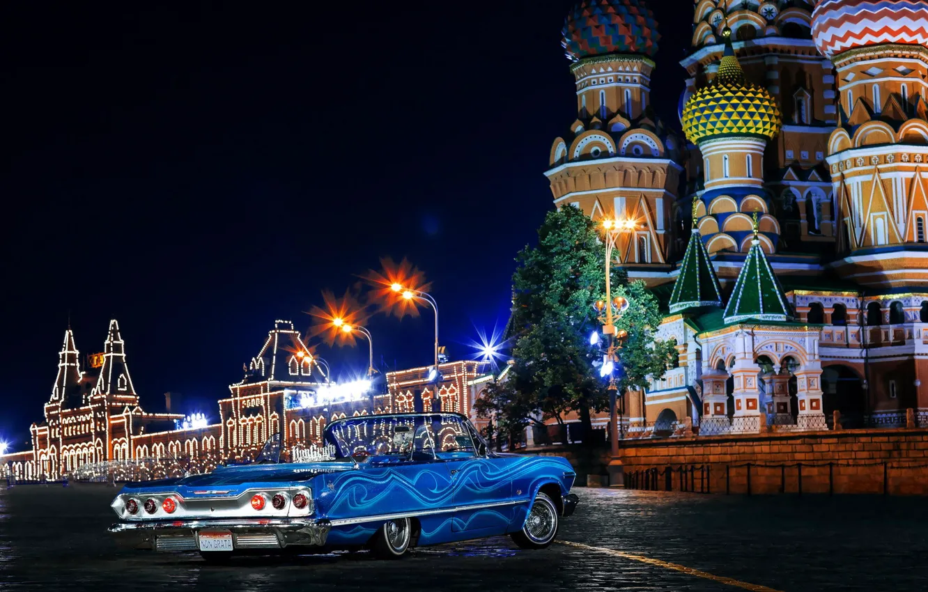 Фото обои авто, москва, Chevrolet, шевроле, russia, moscow, Impala, 1963