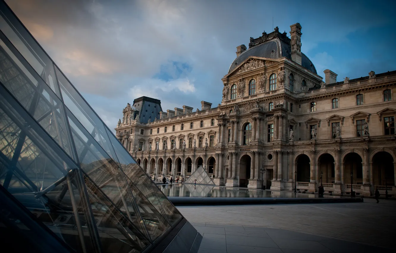 Фото обои Франция, Париж, Лувр, площадь, музей