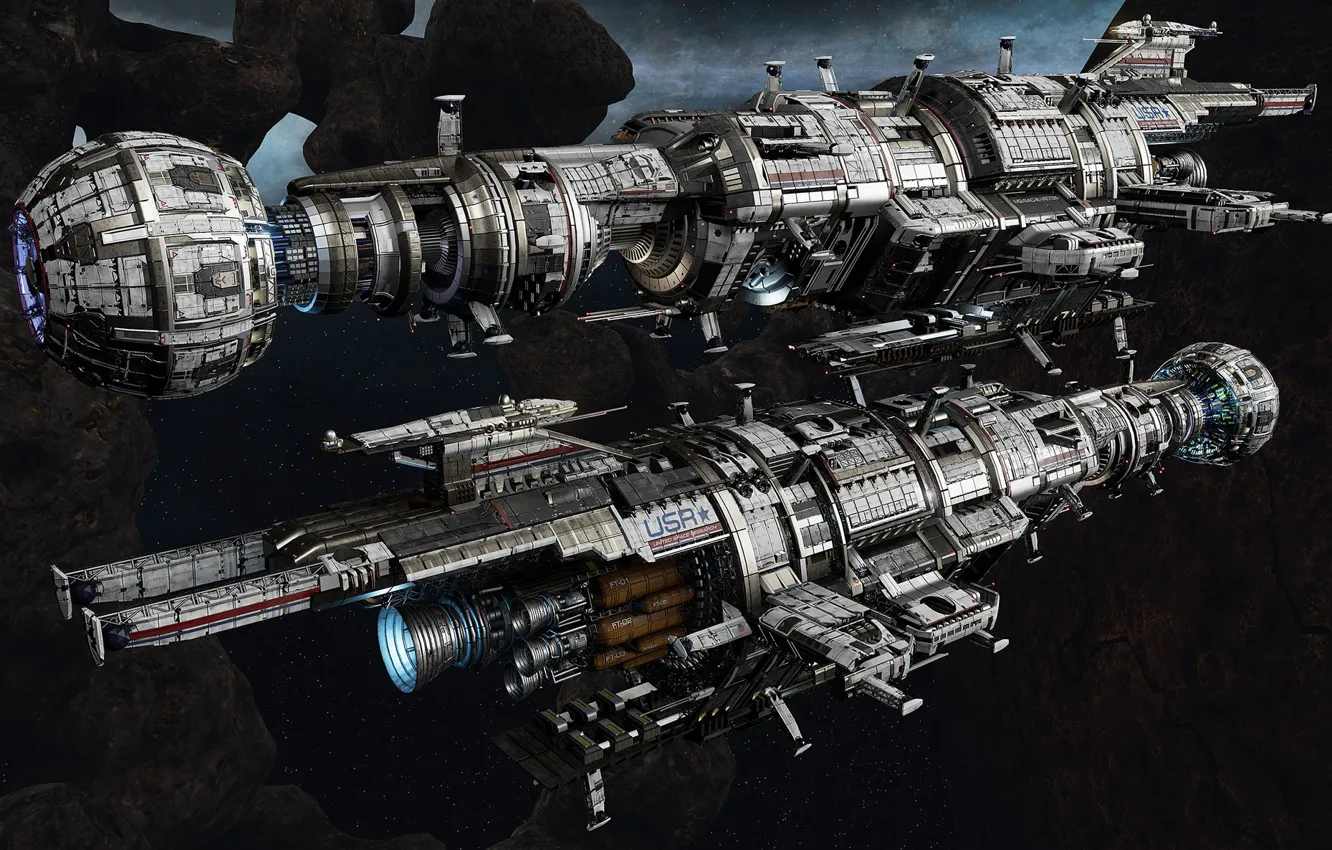 Фото обои космос, корабли, звёзды, Fractured Space, USR Assassin