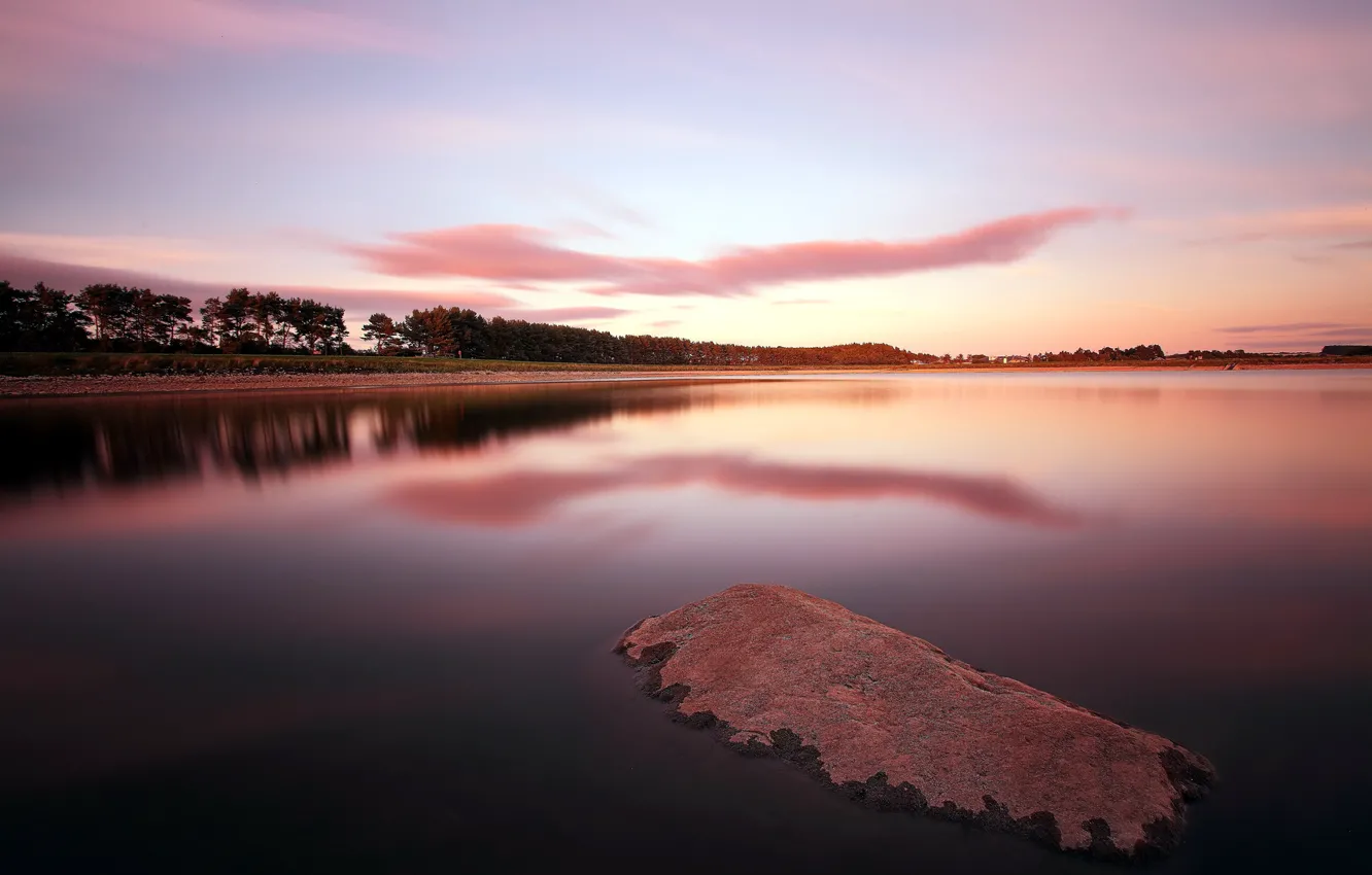 Фото обои пейзаж, закат, озеро