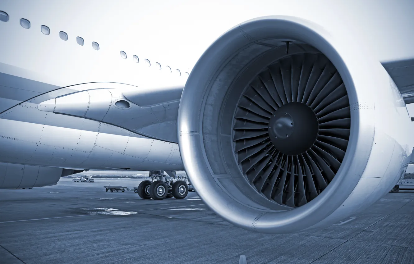 Фото обои wing, airliner, turbine
