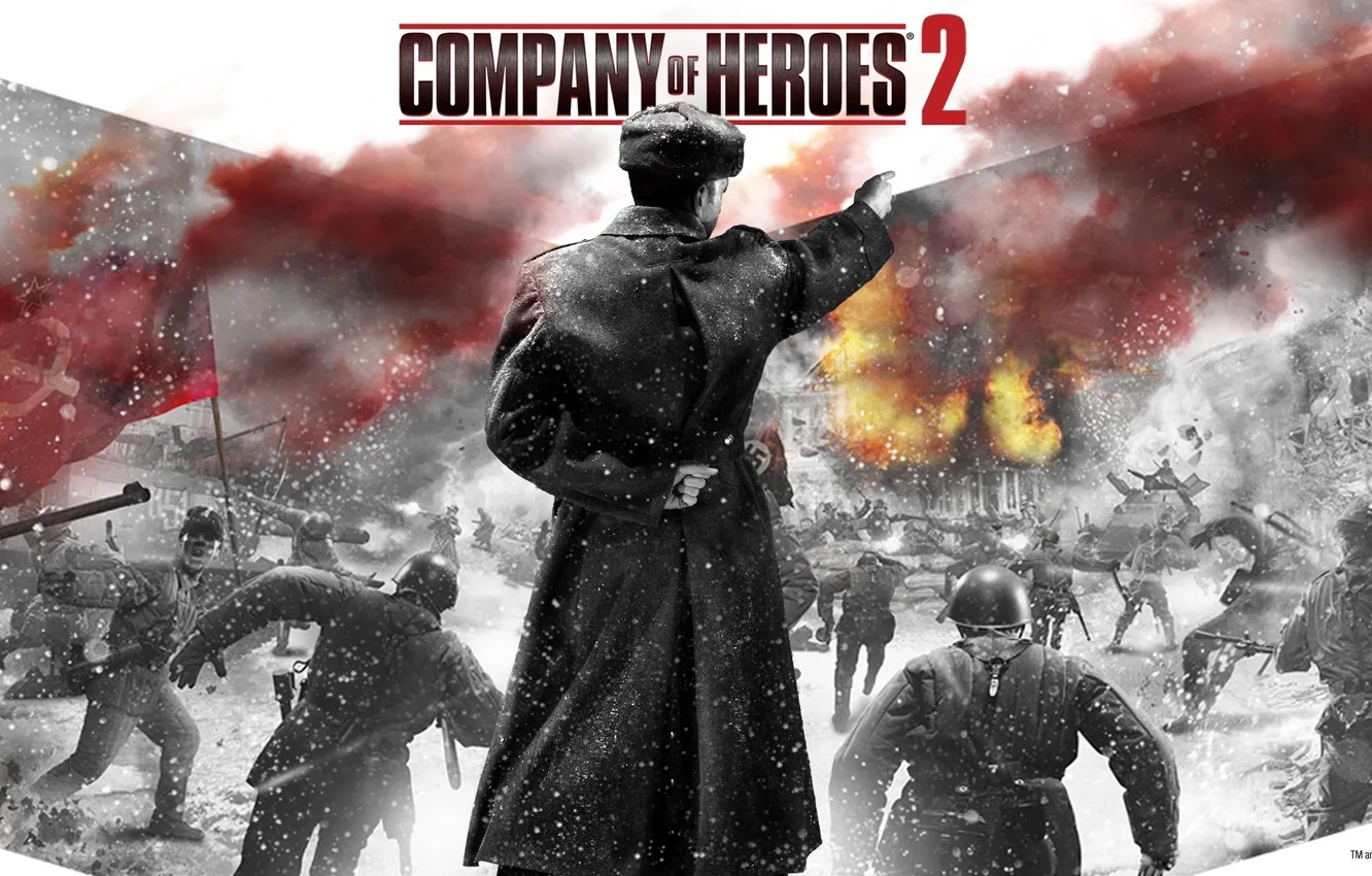 Фото обои огонь, война, THQ, Company of Heroes, Бука, Relic Entertainment, красная армия