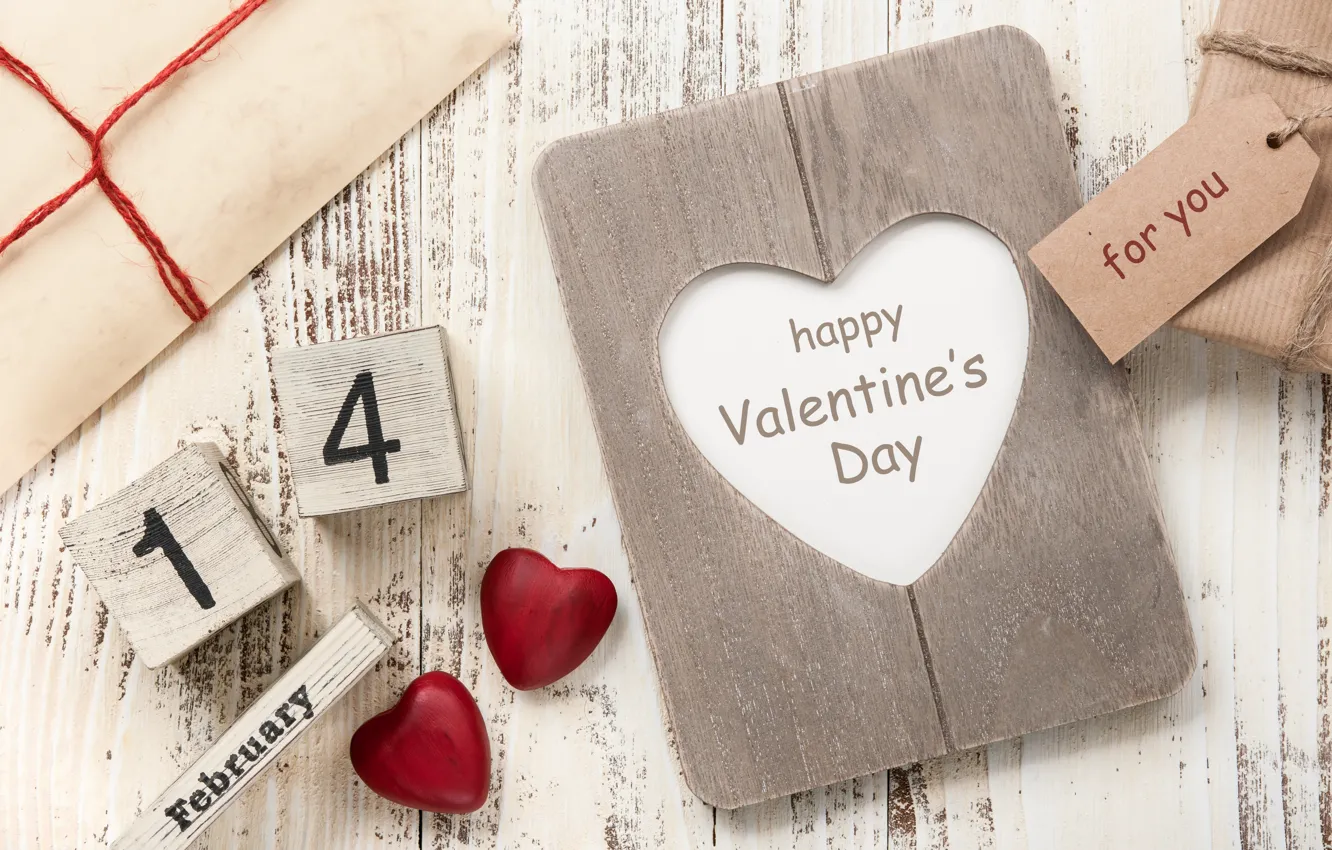 Фото обои любовь, сердце, подарки, сердечки, love, happy, heart, wood