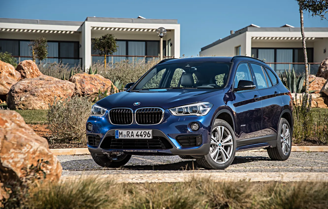 Фото обои синий, камни, бмв, BMW, xDrive, паркетник, Sport Line, 2015