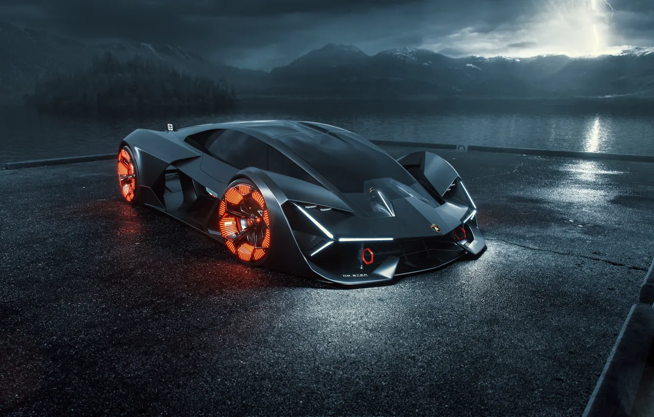 Фото обои рендеринг, Lamborghini, суперкар, гиперкар, Terzo Millennio