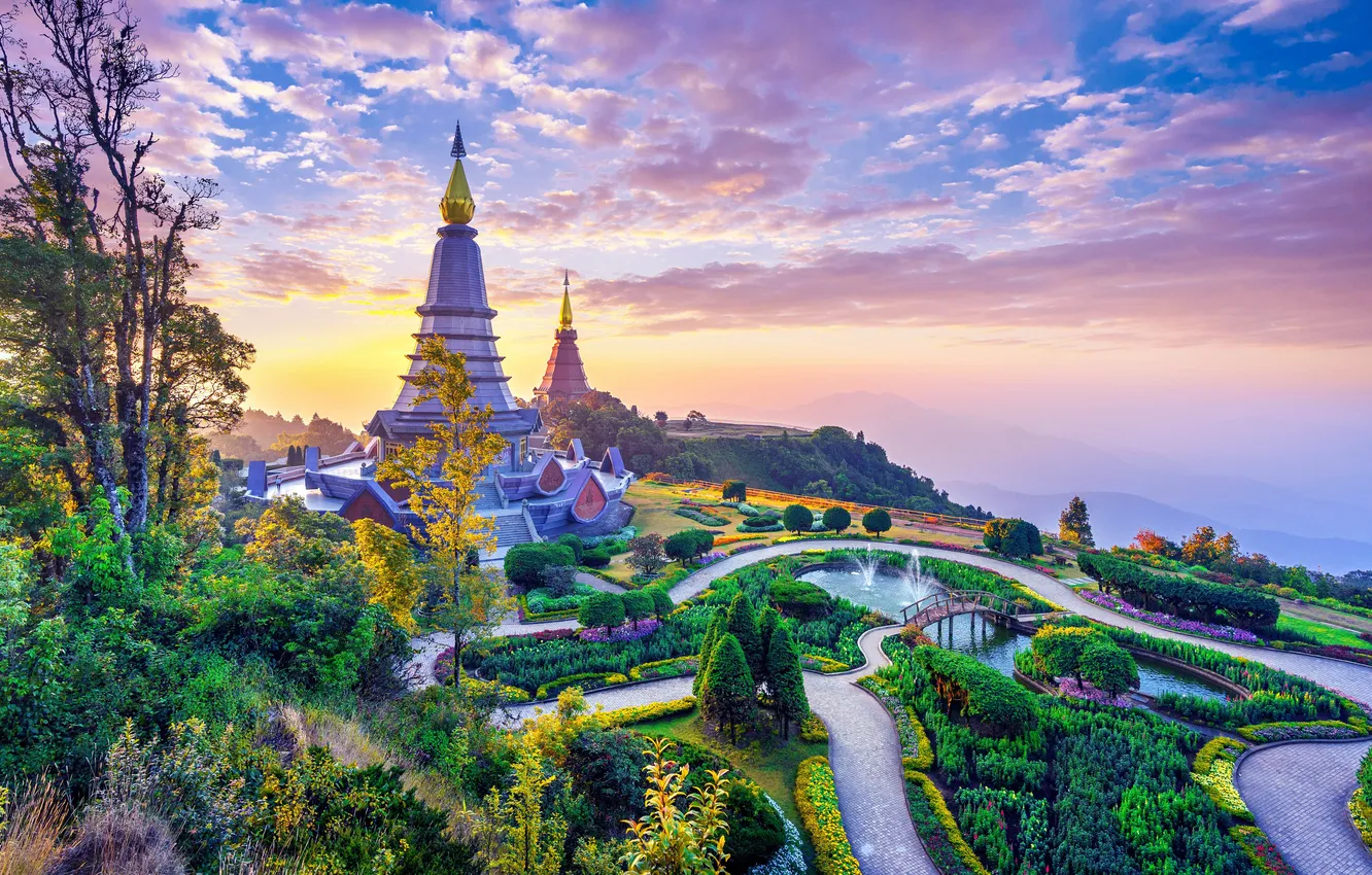 Фото обои Таиланд, Thailand, National Park Chiang Mai, Пагода Дой Интанон, Pagoda Doi Inthanon, Национальный парк Чиангмай