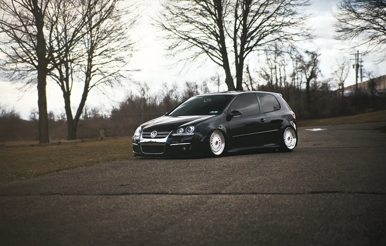 Фото обои volkswagen, гольф, golf, Black, фольксваген, stance, MK5