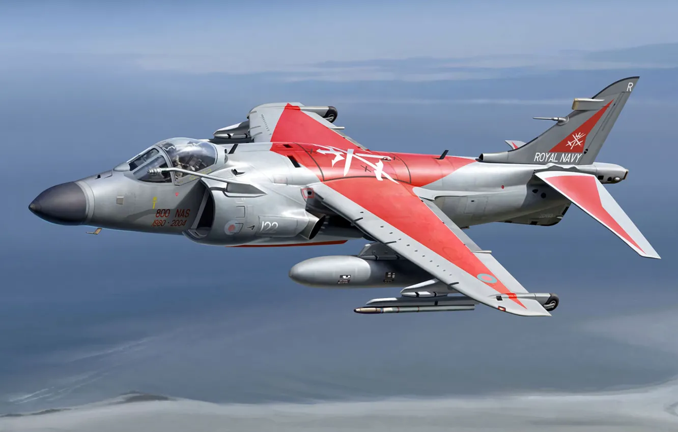 Фото обои British Aerospace, Королевские ВМС, Sea Harrier, Vertical Take-Off and Landing, VTOL, британский палубный истребитель-бомбардировщик, Самолёт …