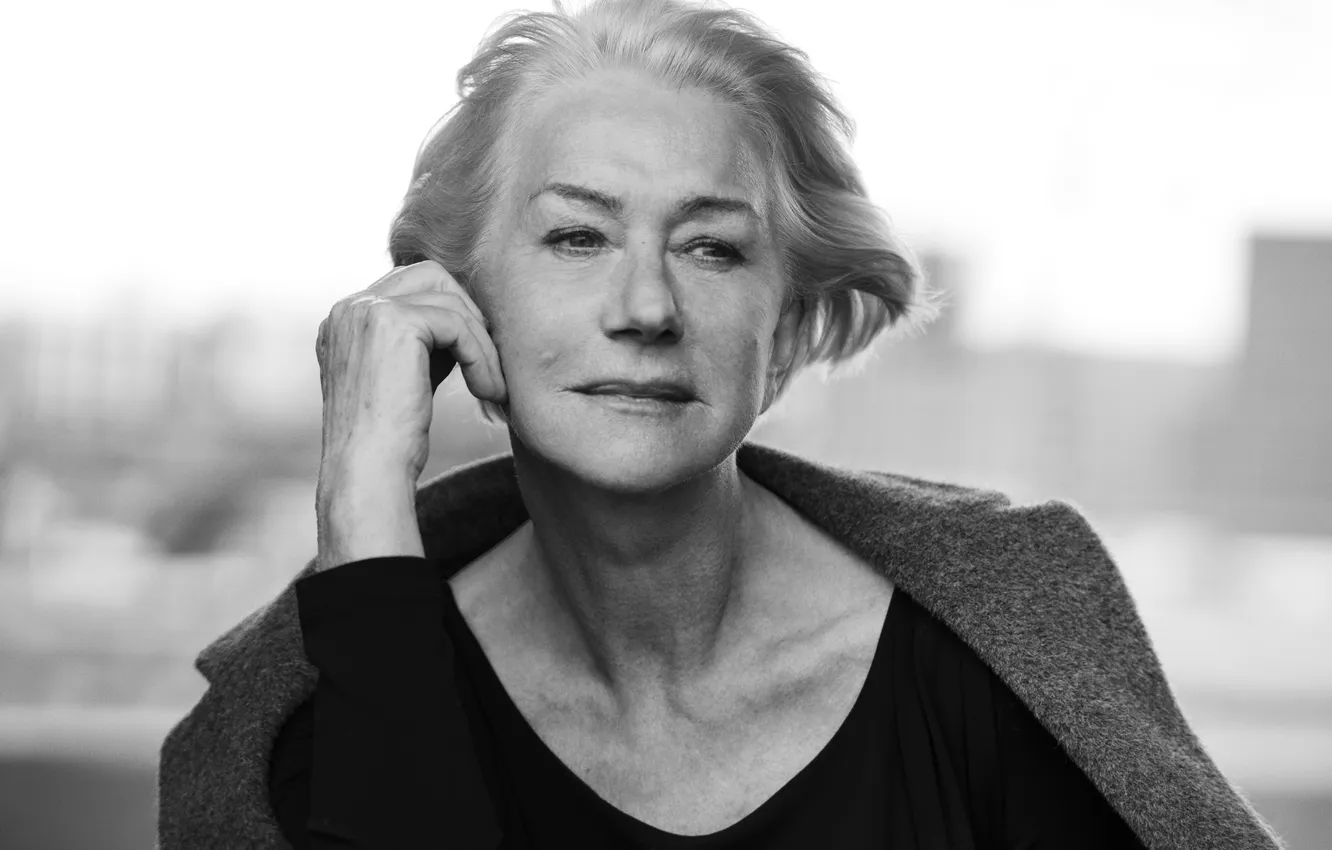 Фото обои portrait, Peter Lindbergh, black white, Helen Mirren