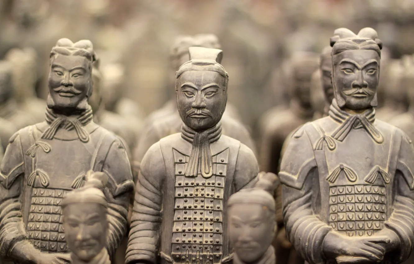 Фото обои размытость, Китай, воины, боке, крупным планом, ancient, знаменитая, travel