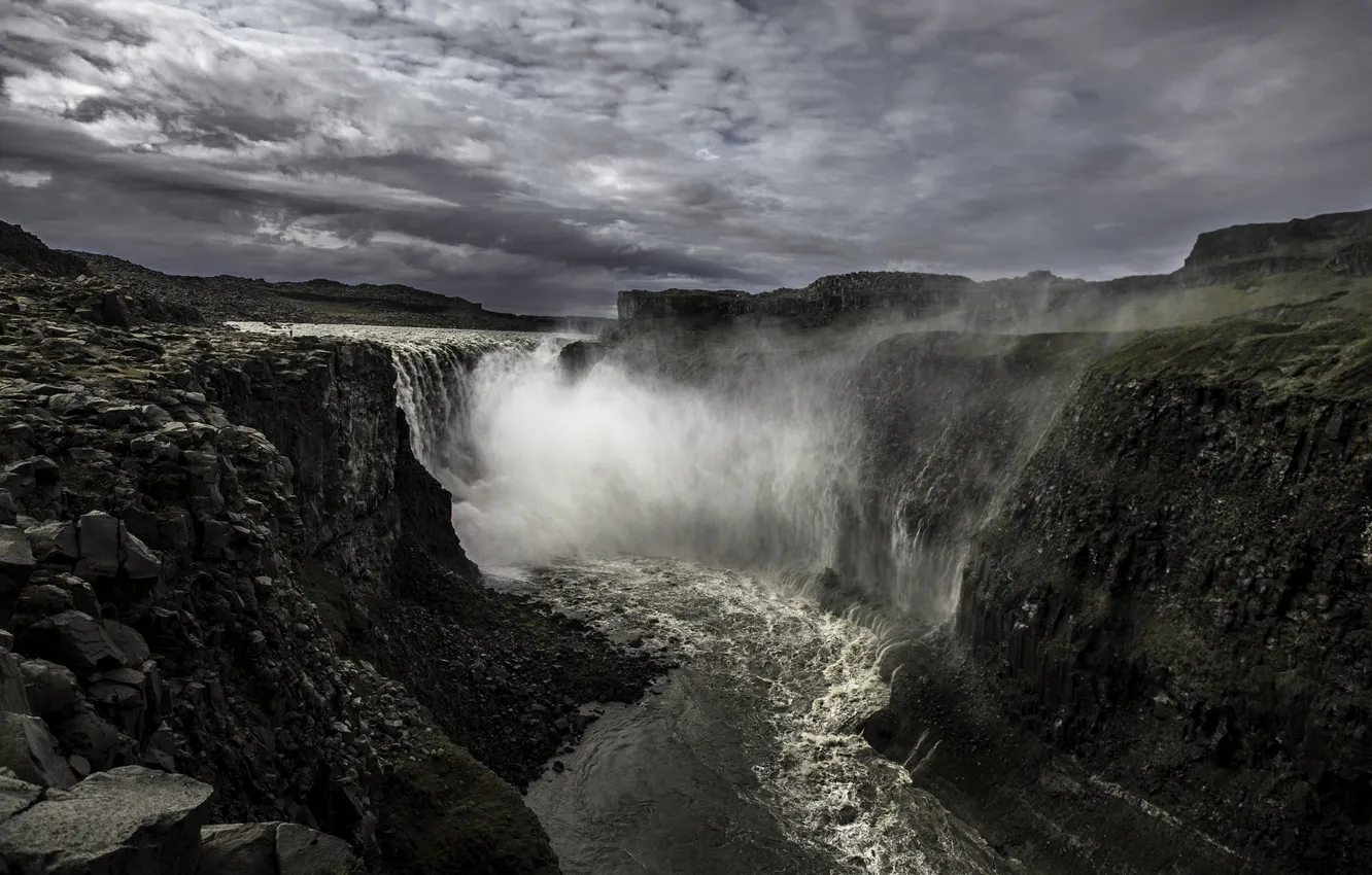 Фото обои река, водопад, поток, каньон, Исландия