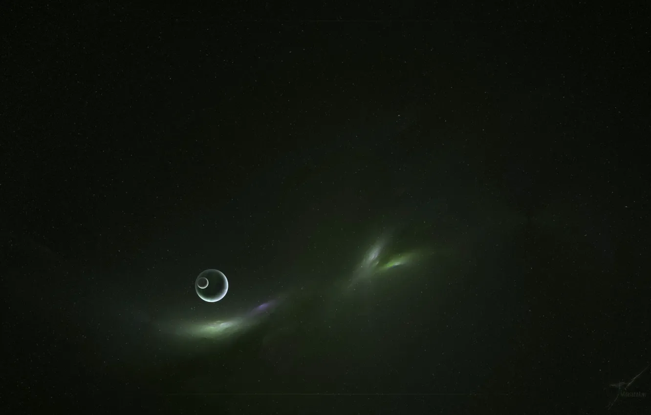 Фото обои звезды, туманность, планета, спутник, nebula, бесконечность, deep space