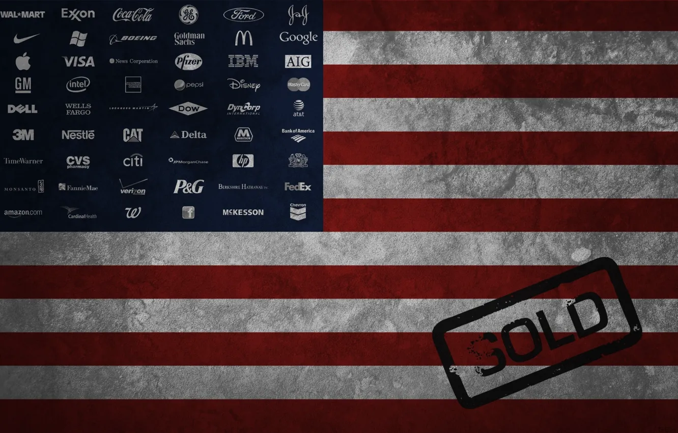Фото обои флаг, америка, логотипы, бренды