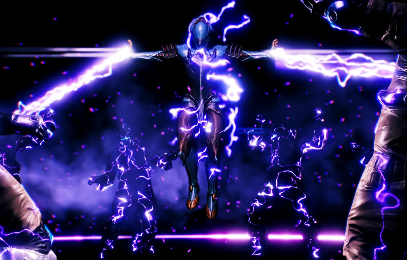 Фото обои game, lightning, suit, volt, warframe, overload, electric power