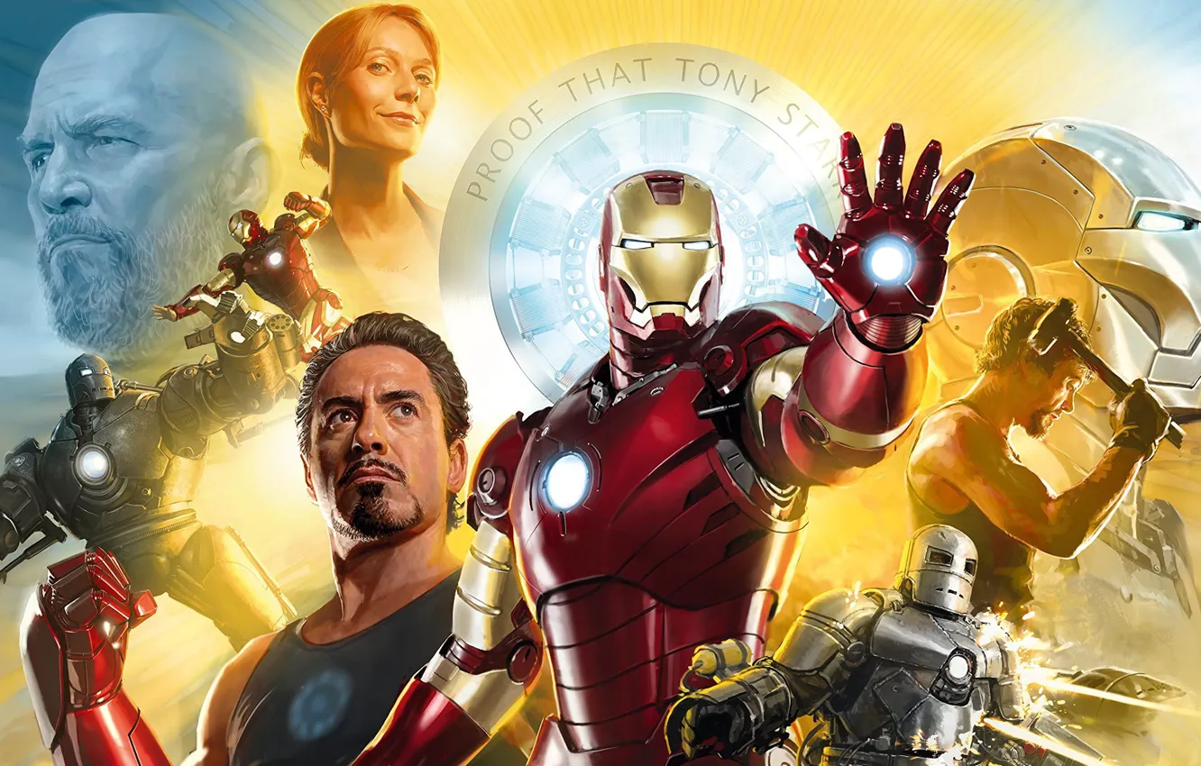 Фото обои 2008, Art, Iron Man, Тони Старк, Железный Человек, Tony Stark, Gwyneth Paltrow, Pepper Potts