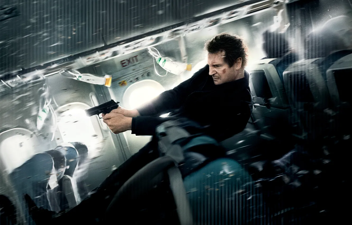 Фото обои Action, Gun, Wallpaper, Jump, Shooter, Liam Neeson, Man, Movie