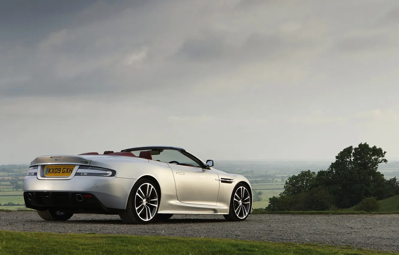 Фото обои Aston Martin, Небо, DBS, Машина, Кабриолет, Серый, volante, Пасмурно