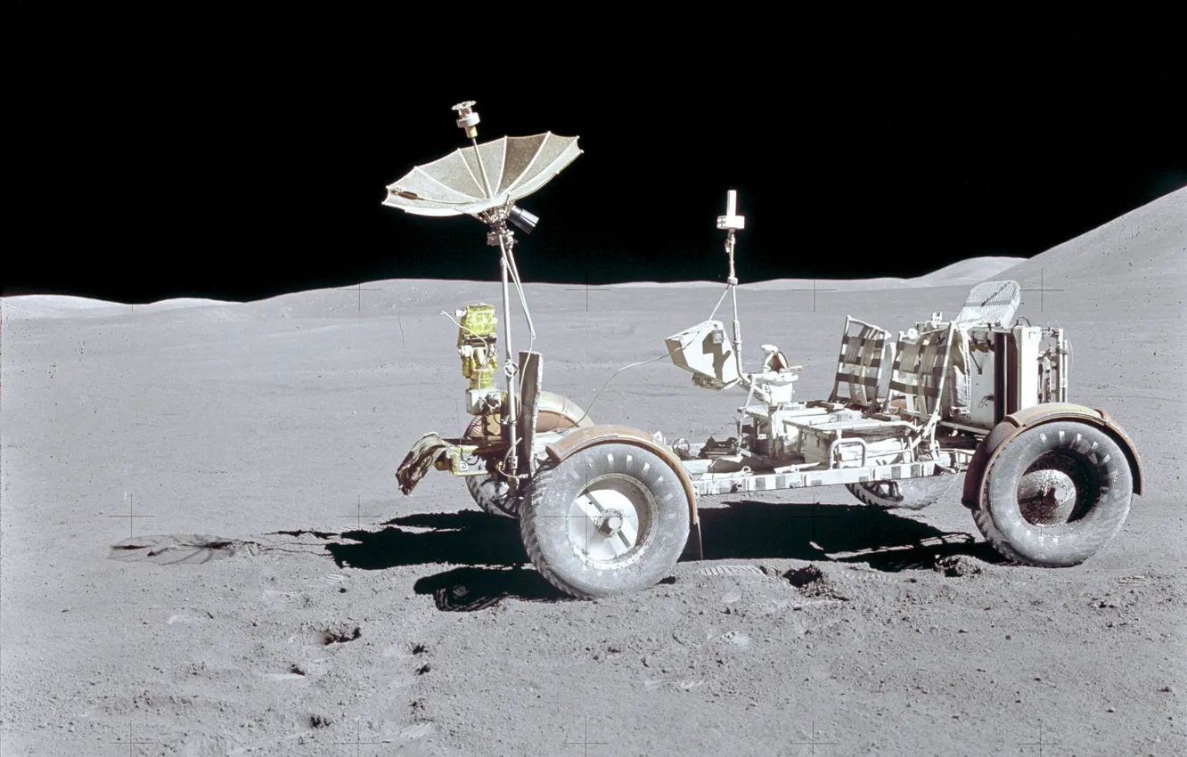 Фото обои космос, обои, луна, nasa, лунный автомобиль