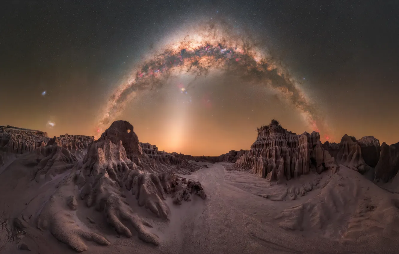 Фото обои Австралия, Млечный Путь, Australia, Milky Way, Mungo National Park, национальный парк Мунго