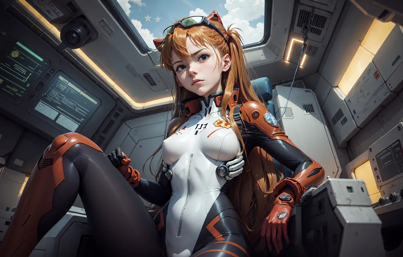 Фото обои аниме, манга, Neon Genesis Evangelion, Евангелион, Asuka Langley Soryu, Аска Лэнгли Сорью, digital art, цифровое …