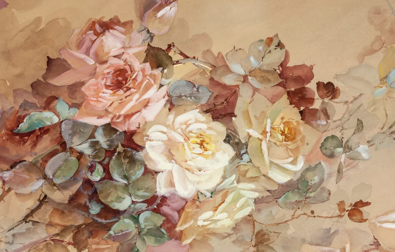 Фото обои цветы, розы, пастель, Franz A. Bischoff