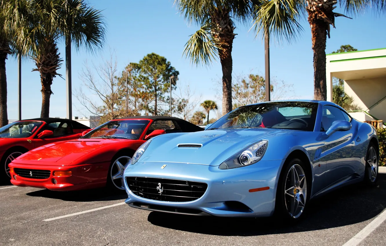 Фото обои красный, Ferrari, суперкар, California, Spider, F355