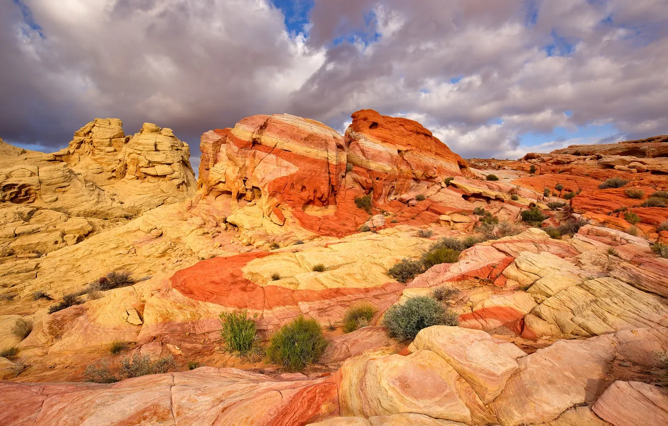 Фото обои пейзаж, горы, камни, скалы, краски, США, Невада, округ Кларк