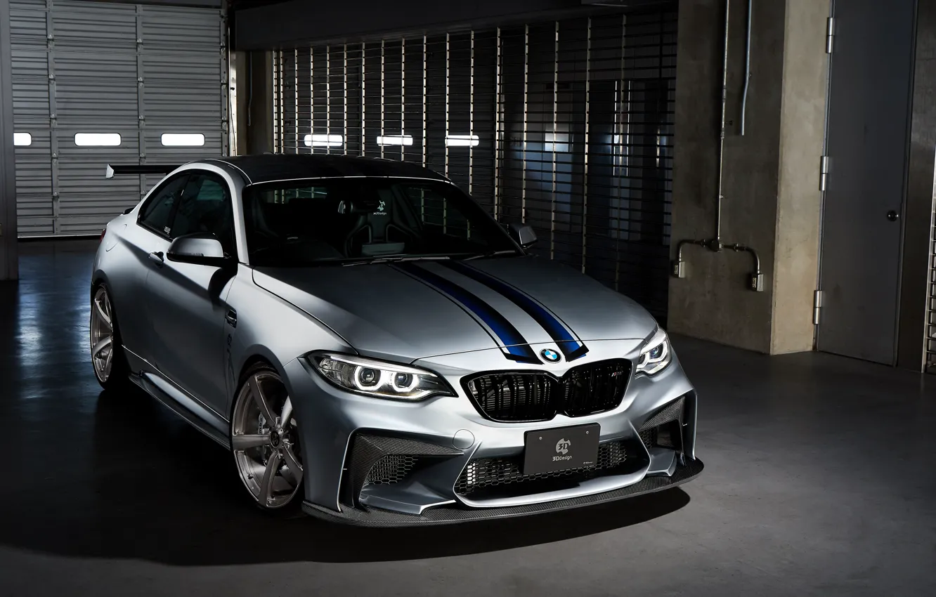 Фото обои BMW, Front, White, Side, 3D Design, BMW M2, M2 Competition