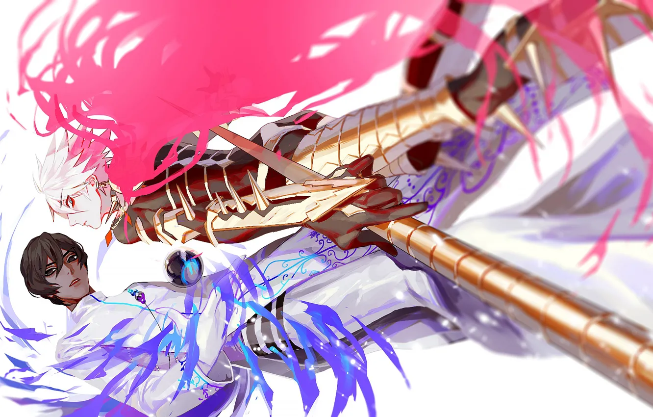 Фото обои оружие, магия, шар, аниме, арт, парни, персонажи, Fate / Grand Order