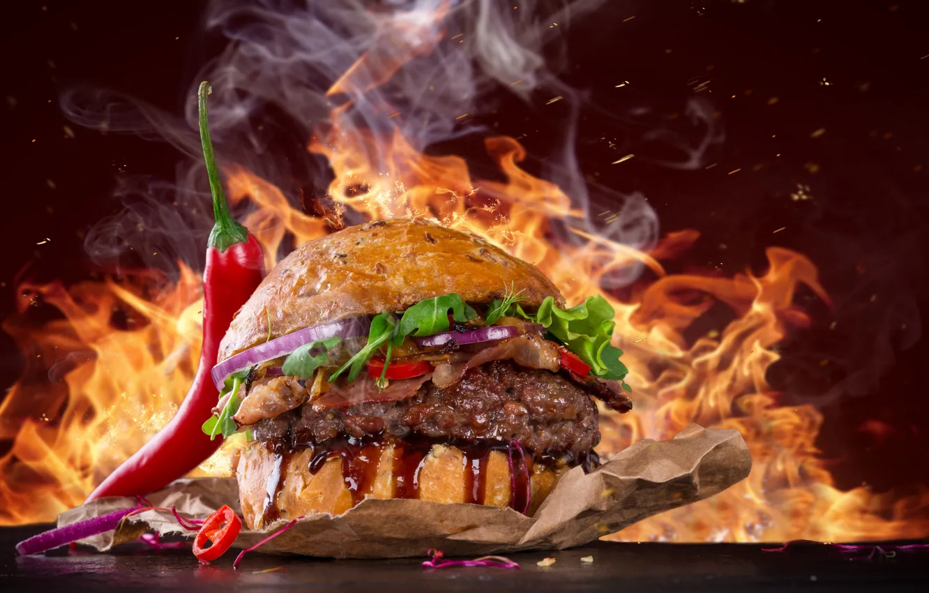 Фото обои hot, spicy, burger