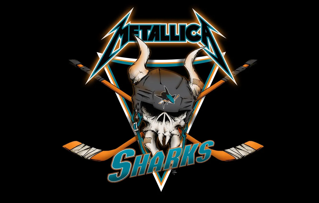 Фото обои Metallica, James Hetfield, Robert Trujillo, Джеймс Хетфилд, Акулы, San Jose, Kirk Hammett, Роберт Трухильо