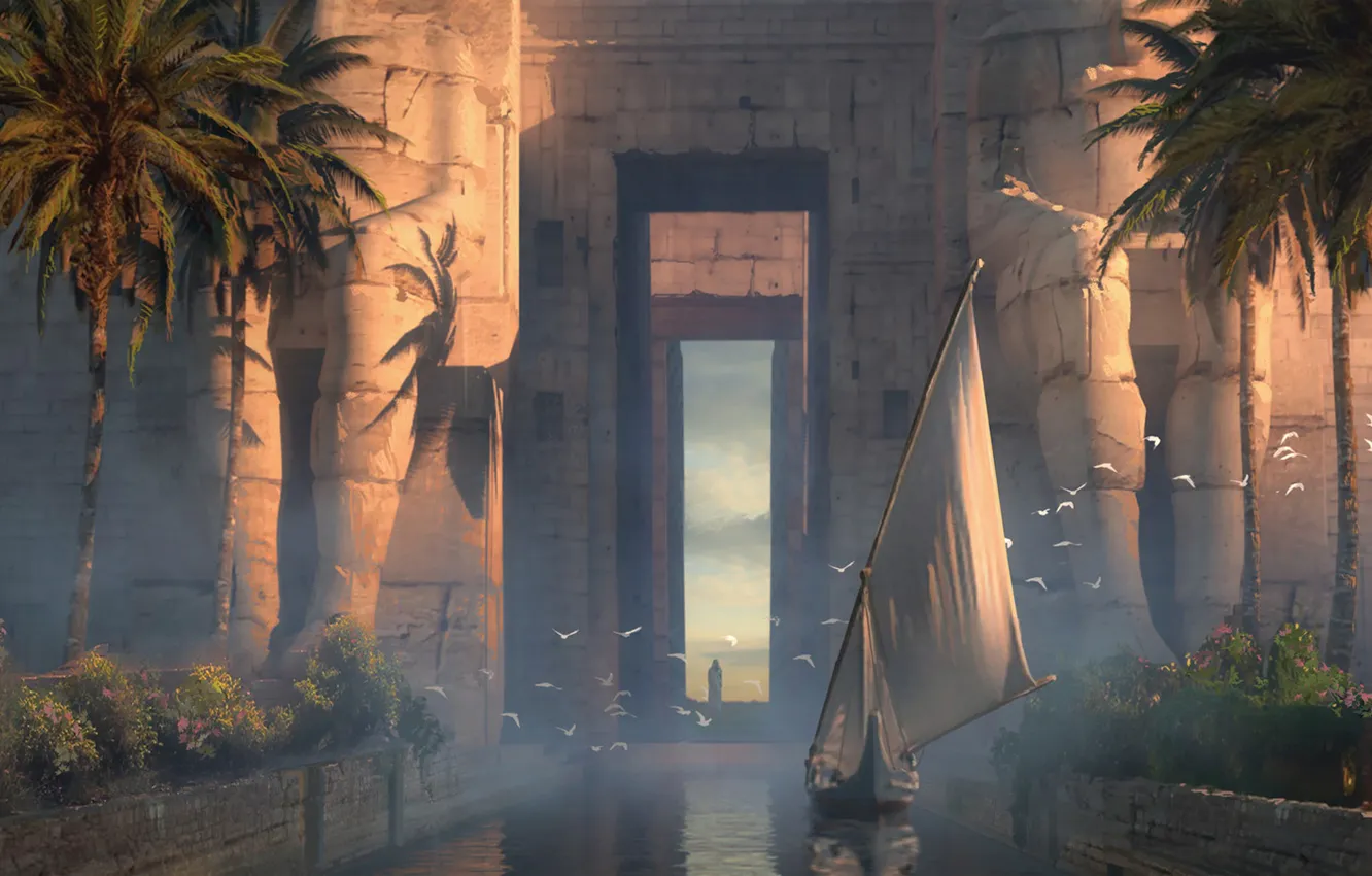 Фото обои Raphael Lacoste, мультиплатформенная компьютерная игра, Assassin’s Creed Origins, Entrance to Athor Temple