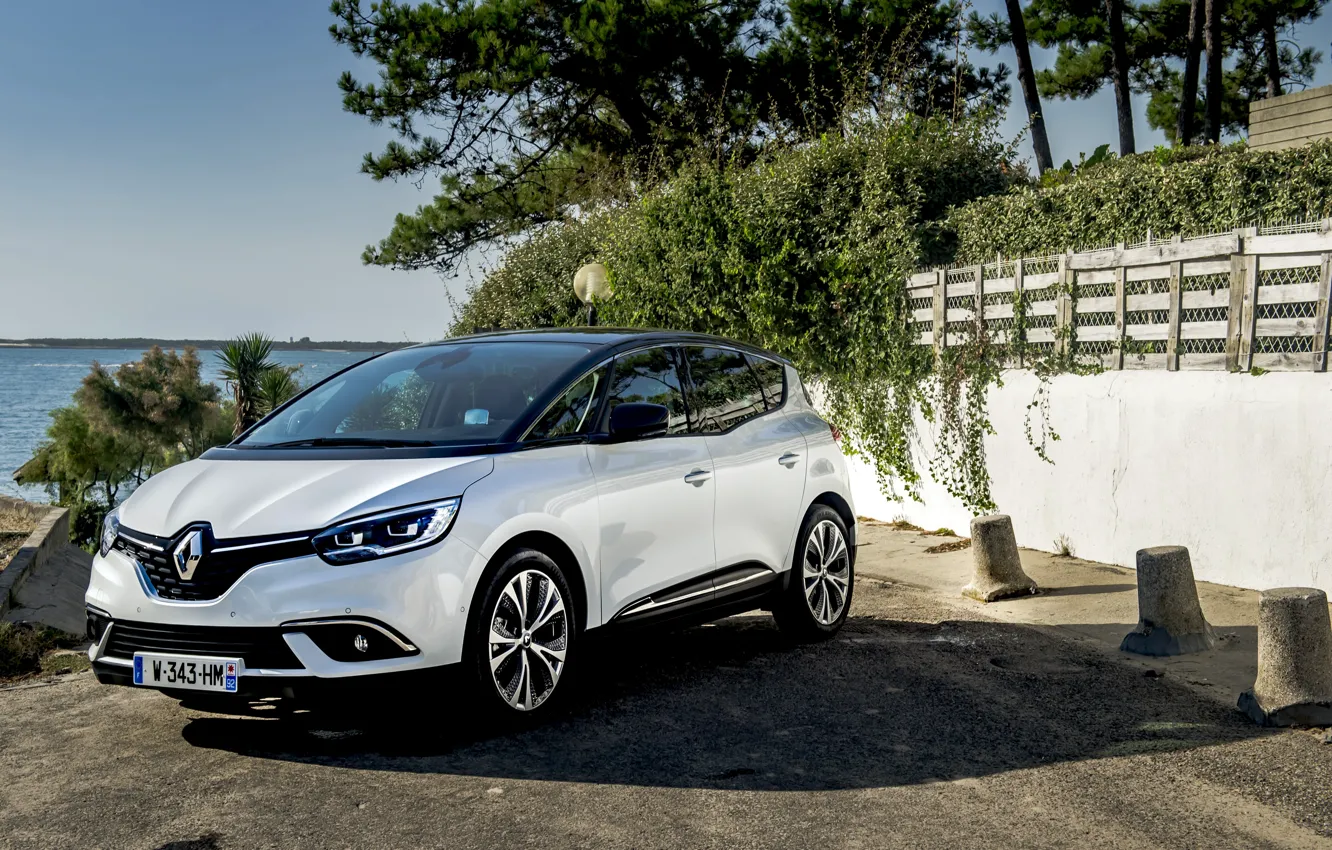 Фото обои Белый, Renault, Hybrid, Scenic, 2016, Металлик, Assist