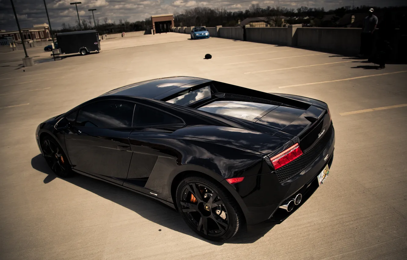 Фото обои чёрный, Lamborghini, спорткар, Gallardo, black, ламборджини, галлардо
