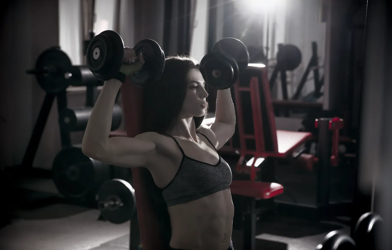 Фото обои back, female, workout, fitness, gym