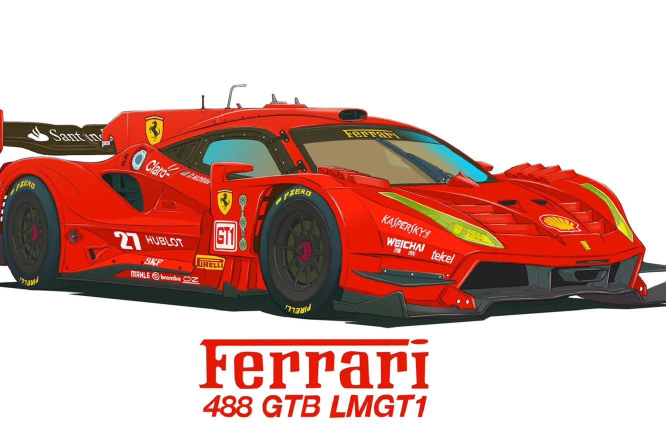 Фото обои Рисунок, Ferrari, 488 GTB, LMGT1