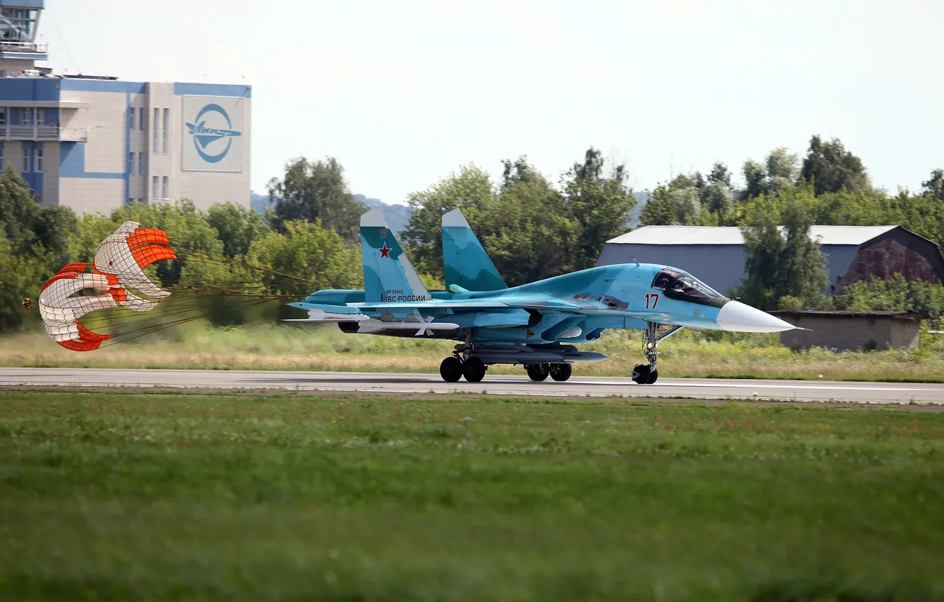 Фото обои аэродром, российский, истребитель-бомбардировщик, Fullback, Су-34, ОКБ Сухого, сверхзвуковой, многофункциональный