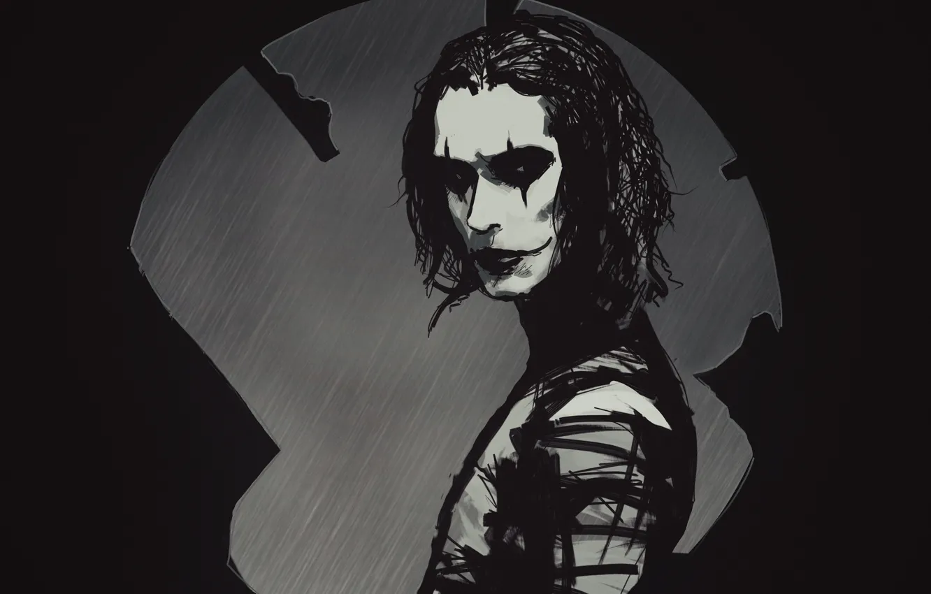 Фото обои лицо, Ворон, арт, убийца, мститель, the crow