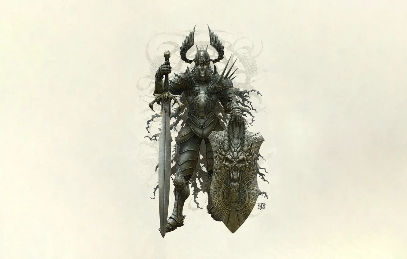 Фото обои Доспехи, Стиль, Kerem Beyit, Меч, Fantasy, Боец, Style, Щит