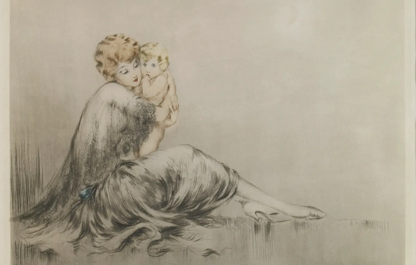 Фото обои 1928, Louis Icart, Молодая мать
