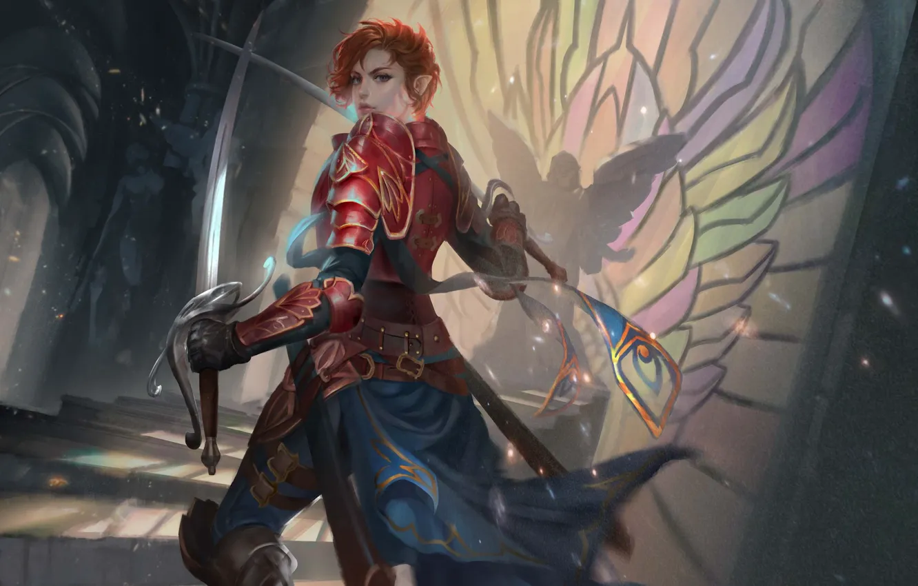 Фото обои девушка, меч, рыцарь, Magic The Gathering, Magic The Gathering - other