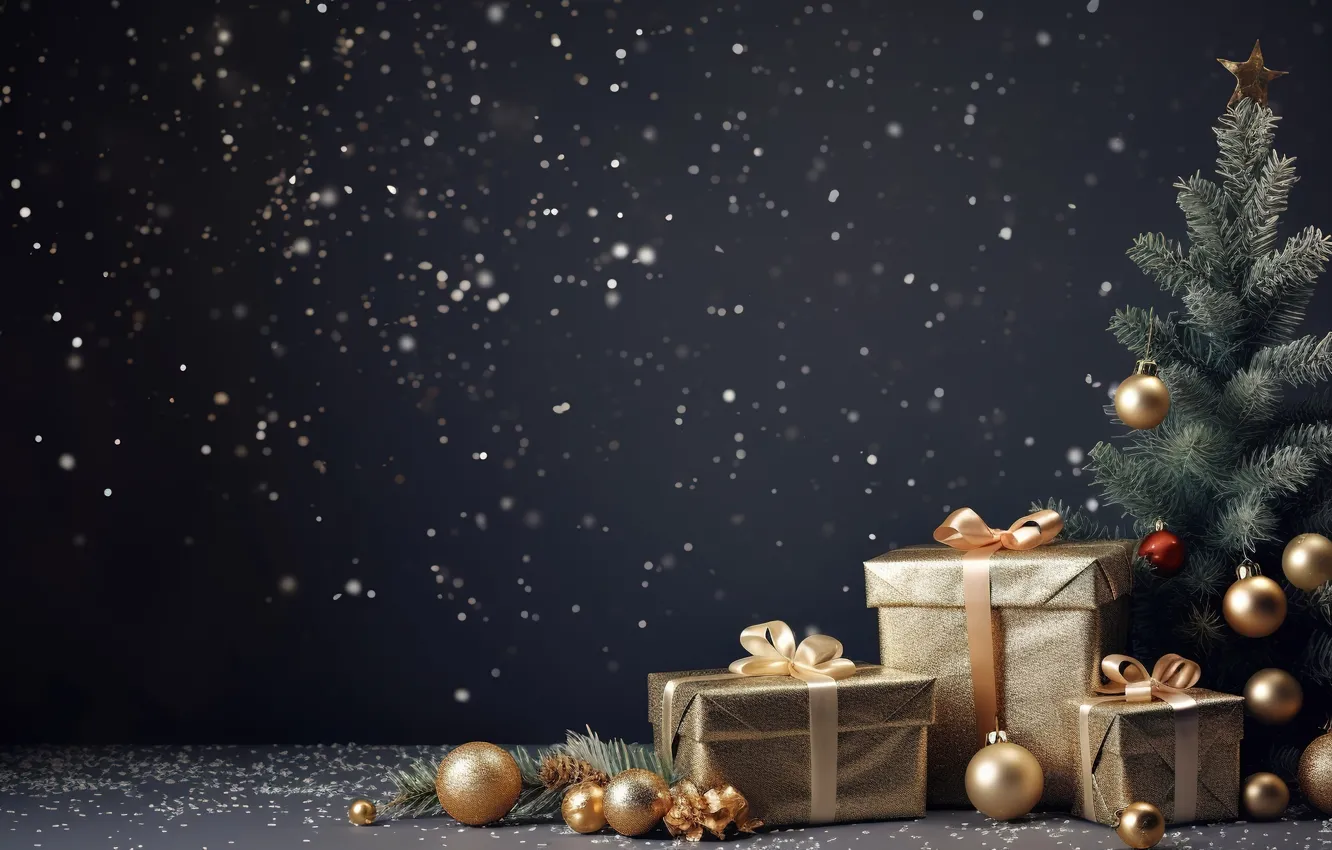 Фото обои украшения, шары, елка, Новый Год, Рождество, подарки, new year, happy