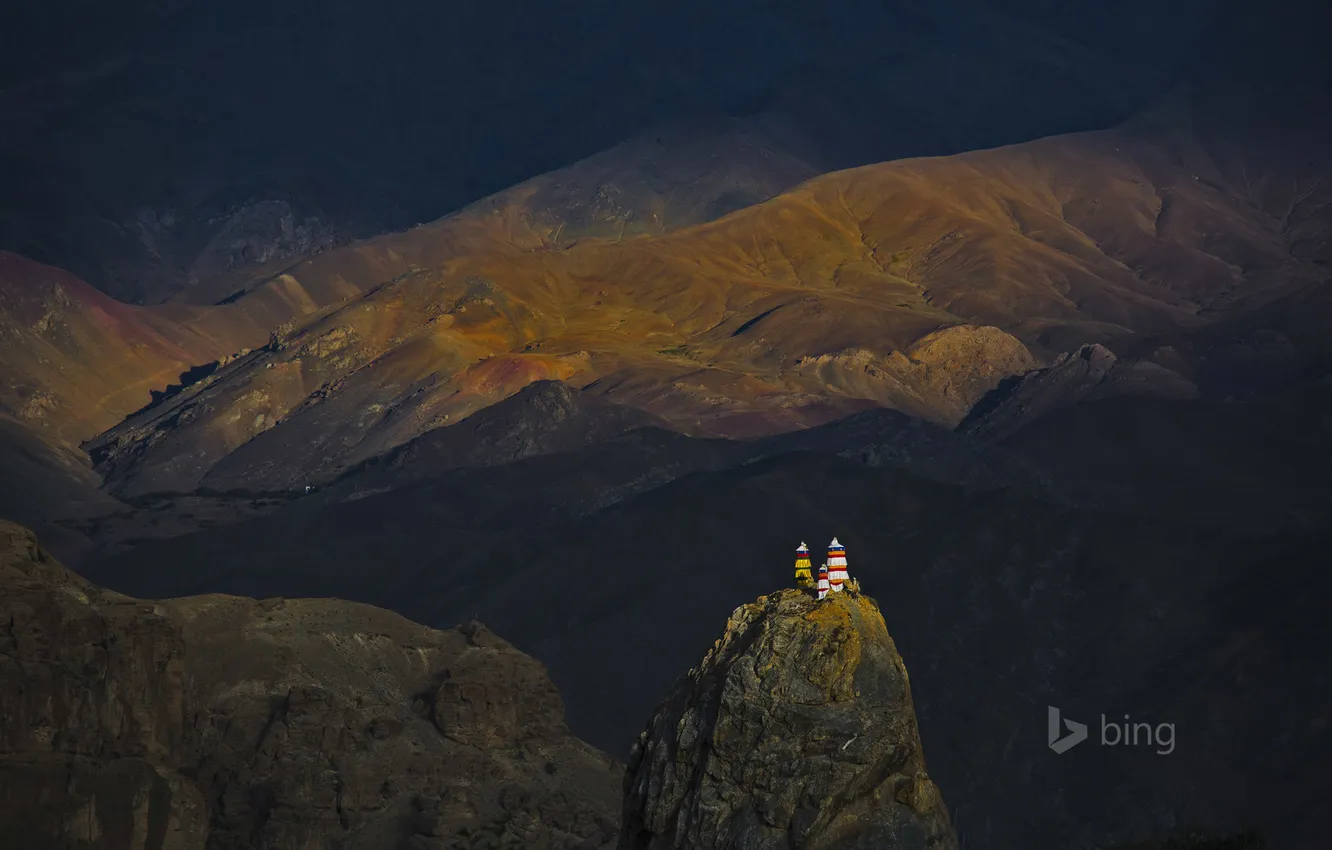 Фото обои горы, скалы, Индия, монастырь, Джамму и Кашмир, Ладакх